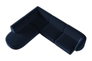 Canapé d'angle gauche modulaire Lionel - Bleu roi - 5 places - Toucher velours