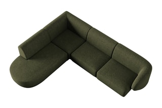 Canapé d'angle gauche Lionel - Kaki - 5 places - Toucher tissu chenille