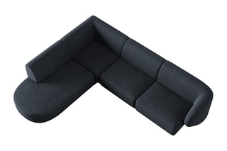 Canapé d'angle gauche Lionel - Bleu nuit - 5 places - Toucher tissu chenille