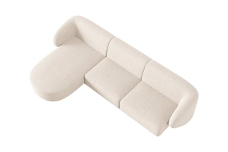 Canapé d'angle gauche modulaire Lionel - Beige clair - 4 places - Toucher tissu chenille