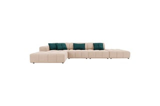 Canapé d'angle gauche Luc - Beige - 5 places - Toucher velours