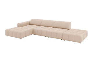 Canapé d'angle gauche Luc - Beige - 5 places - Toucher velours