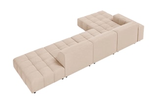 Canapé d'angle gauche Luc - Beige - 5 places - Toucher velours