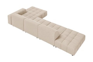 Canapé d'angle droit Luc - Beige - 5 places - Toucher velours