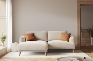 Canapé d’angle gauche Margot - Beige - 3 places - Toucher velours