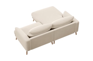 Canapé d’angle gauche Margot - Beige - 3 places - Toucher velours