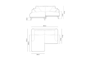 Canapé d’angle gauche Margot - Beige - 3 places - Toucher velours