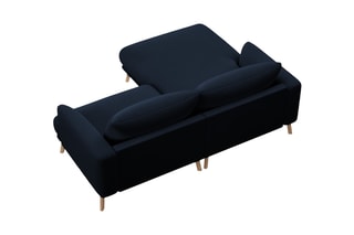 Canapé d’angle gauche Margot - Bleu roi - 3 places - Toucher velours