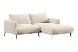 Canapé d’angle droit Margot - Beige - 3 places - En tissu velours