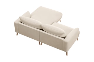 Canapé d’angle droit Margot - Beige - 3 places - En tissu velours