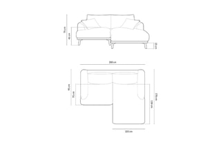 Canapé d’angle droit Margot - Beige - 3 places - En tissu velours