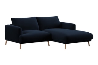 Canapé d’angle droit Margot - Bleu roi - 3 places - En tissu velours