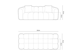 Canapé modulaire Elise - Noir - 4 places - En tissu chenille