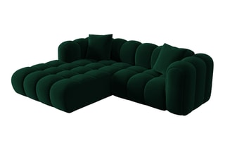 Canapé d'angle gauche modulable Elise - Vert foncé - 3 places - En tissu velours