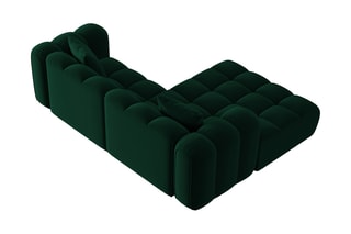 Canapé d'angle gauche modulable Elise - Vert foncé - 3 places - En tissu velours