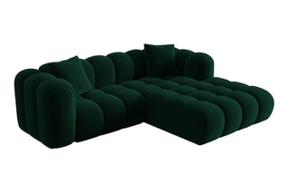 Canapé d’angle droit modulable Elise - Vert foncé - 3 places - En tissu velours