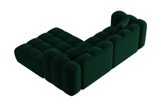 Canapé d’angle droit modulable Elise - Vert foncé - 3 places - En tissu velours