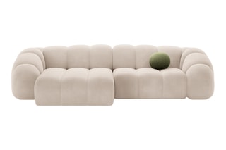 Canapé d’angle gauche Lyna - Beige - 4 places - En tissu velours