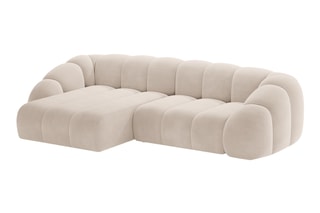 Canapé d’angle gauche Lyna - Beige - 4 places - En tissu velours