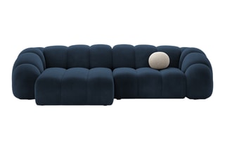 Canapé d’angle gauche Lyna - Bleu roi - 4 places - En tissu velours