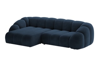 Canapé d’angle gauche Lyna - Bleu roi - 4 places - En tissu velours