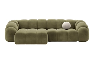 Canapé d’angle gauche Lyna - Vert - 4 places - En tissu velours