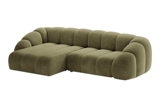 Canapé d’angle gauche Lyna - Vert - 4 places - En tissu velours