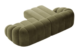 Canapé d’angle gauche Lyna - Vert - 4 places - En tissu velours