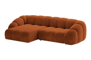 Canapé d’angle gauche Lyna - Rouge brique - 4 places - En tissu velours