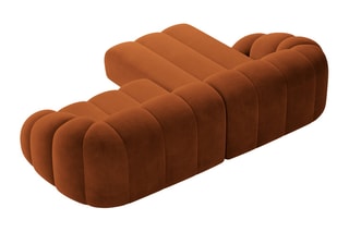 Canapé d’angle gauche Lyna - Rouge brique - 4 places - En tissu velours