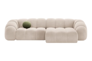 Canapé d’angle droit Lyna - Beige - 4 places - En tissu velours