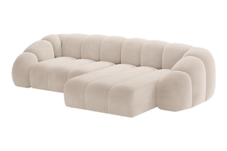 Canapé d’angle droit Lyna - Beige - 4 places - En tissu velours