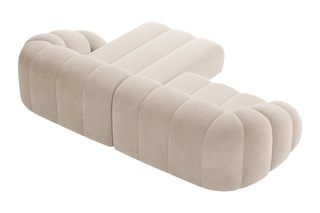Canapé d’angle droit Lyna - Beige - 4 places - En tissu velours
