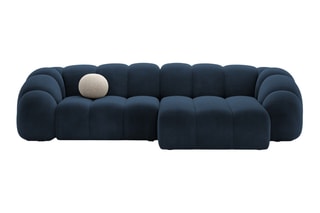 Canapé d’angle droit Lyna - Bleu roi - 4 places - En tissu velours