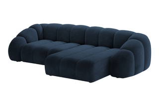 Canapé d’angle droit Lyna - Bleu roi - 4 places - En tissu velours