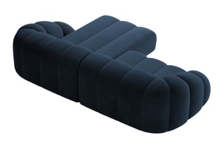 Canapé d’angle droit Lyna - Bleu roi - 4 places - En tissu velours