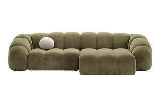 Canapé d’angle droit Lyna - Vert - 4 places - En tissu velours