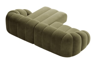 Canapé d’angle droit Lyna - Vert - 4 places - En tissu velours