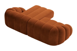 Canapé d’angle droit Lyna - Rouge brique - 4 places - Toucher velours