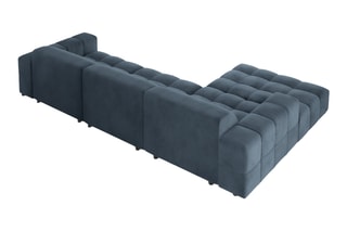 Canapé d'angle gauche Luc - Bleu foncé - 4 places - En tissu structurel