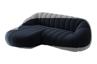 Canapé d’angle gauche modulable Remy - Bleu foncé - 3 places - Toucher velours