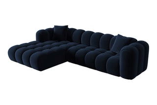 Canapé d'angle gauche modulable Elise - Bleu roi - 4 places - En tissu velours