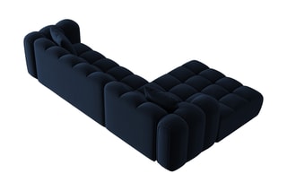 Canapé d'angle gauche modulable Elise - Bleu roi - 4 places - En tissu velours