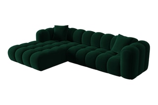 Canapé d'angle gauche modulable Elise - Vert foncé - 4 places - En tissu velours