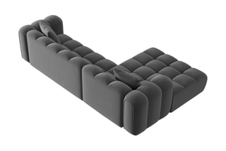 Canapé d'angle gauche modulable Elise - Gris foncé - 4 places - En tissu velours