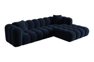 Canapé d’angle droit modulable Elise - Bleu roi - 4 places - En tissu velours