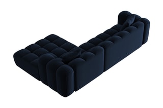 Canapé d’angle droit modulable Elise - Bleu roi - 4 places - En tissu velours