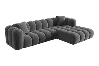 Canapé d’angle droit modulable Elise - Gris foncé - 4 places - En tissu velours