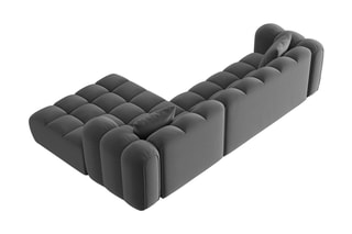 Canapé d’angle droit modulable Elise - Gris foncé - 4 places - En tissu velours
