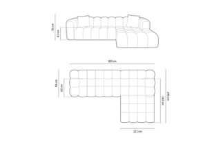 Canapé d’angle droit modulable Elise - Gris foncé - 4 places - En tissu velours